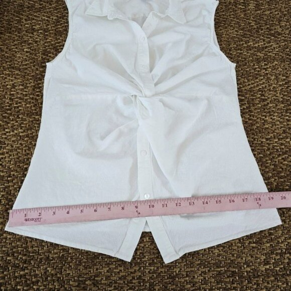 NEW French Connection Women's Blouse Size Medium White Aofie Linen Blend Twist - Picture 11 of 16